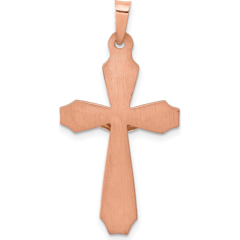 14K Two-Tone Gold Hollow Crucifix Pendant with Textured Finish - 32mm Length by Oro Pregiato