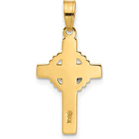 14K Two-Tone Gold Hollow INRI Iona Crucifix Pendant with Rhodium Finish - 24.9mm Length by Oro Pregiato