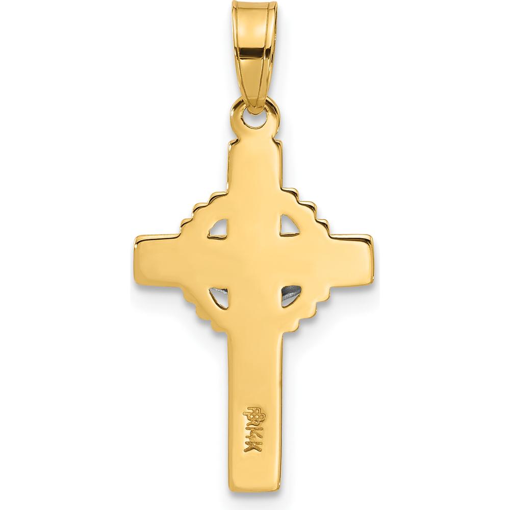 14K Two-Tone Gold Hollow INRI Iona Crucifix Pendant with Rhodium Finish - 24.9mm Length by Oro Pregiato