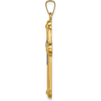 14K Two-Tone Gold Hollow Polished Cross Pendant - 35mm by Oro Pregiato