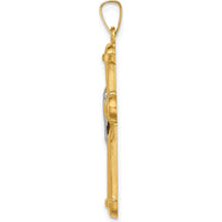 14K Two-Tone Gold Hollow Polished Draped Cross Pendant by Oro Pregiato