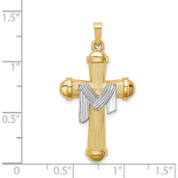 14K Two-Tone Gold Hollow Polished Draped Cross Pendant by Oro Pregiato