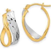 14K Two-Tone Gold Hoop Earrings with Diamond-Cut and Polished Finish by 0