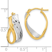 14K Two-Tone Gold Hoop Earrings with Diamond-Cut and Polished Finish by 0