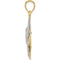 14K Two-Tone Gold Hummingbird Charm with Diamond-Cut Textured Detailing by Oro Pregiato