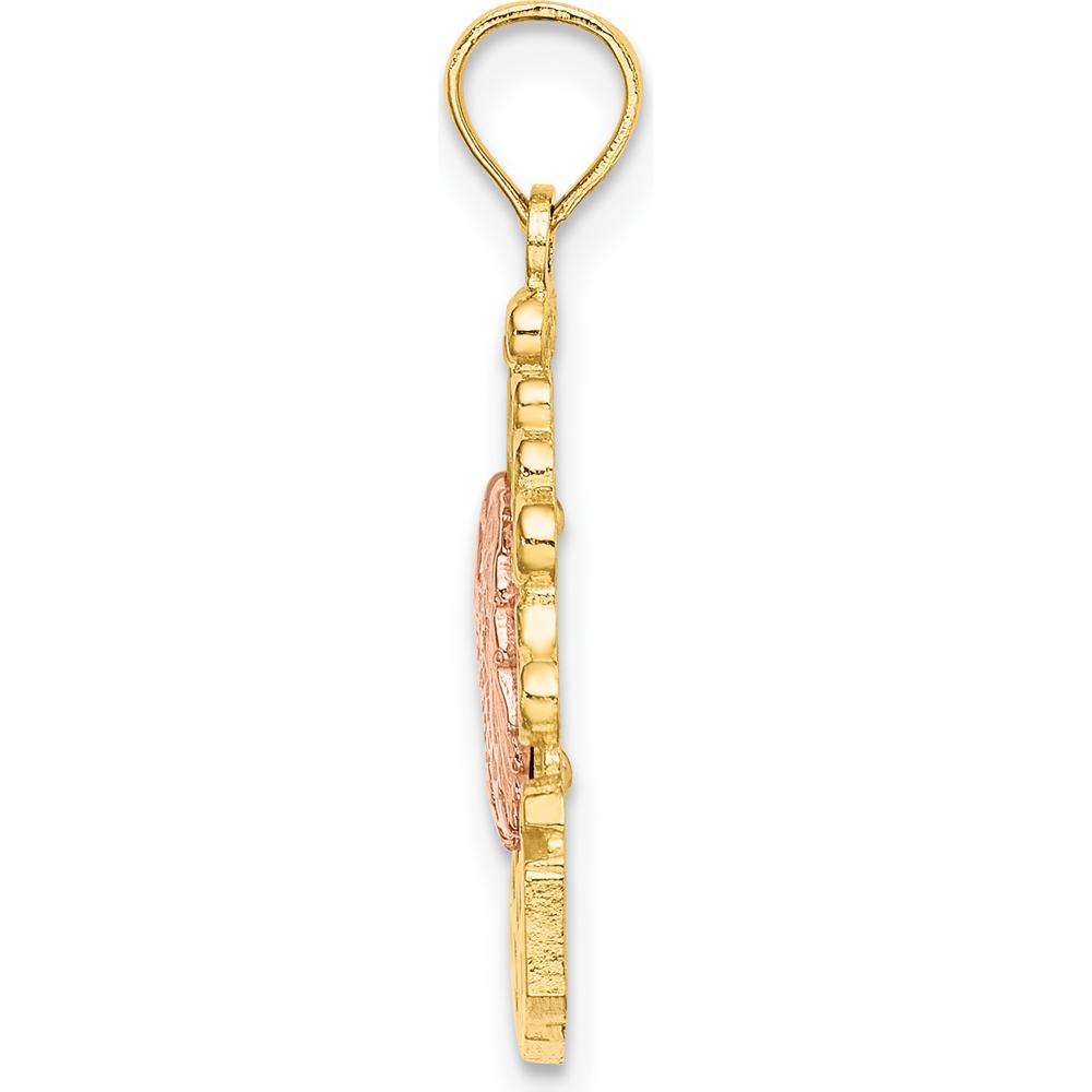 14K Two-Tone Gold "I HEART MEXICO" Eagle Charm Pendant - Polished Finish by Oro Pregiato