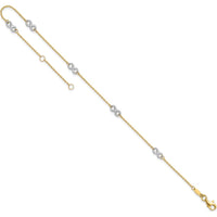 14K Two-Tone Gold Infinity 5-Station Anklet with Adjustable 10" Length