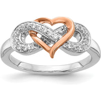 14K Two-Tone Gold Infinity Heart Ring with 22 Round Diamonds - 0.014 Carat Total Diamond Weight by 0