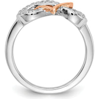 14K Two-Tone Gold Infinity Heart Ring with 22 Round Diamonds - 0.014 Carat Total Diamond Weight by 0