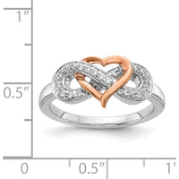 14K Two-Tone Gold Infinity Heart Ring with 22 Round Diamonds - 0.014 Carat Total Diamond Weight by 0
