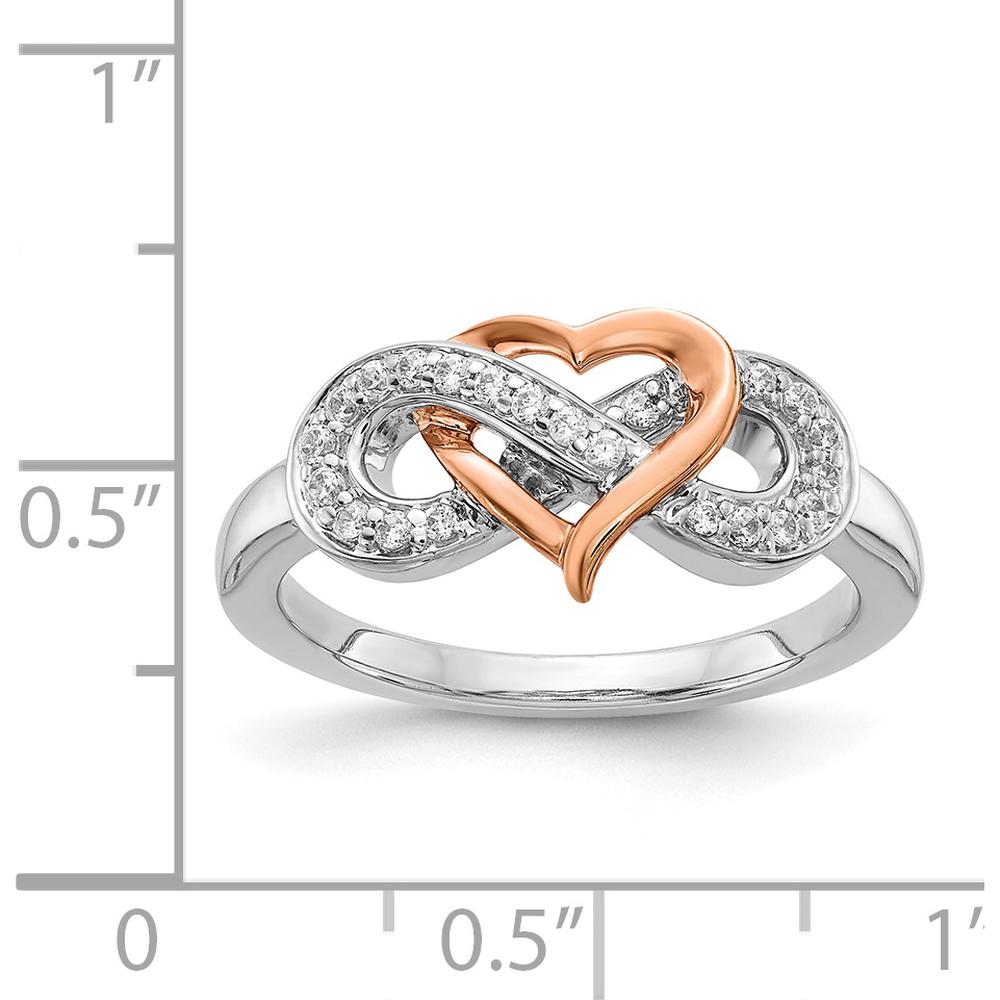 14K Two-Tone Gold Infinity Heart Ring with 22 Round Diamonds - 0.014 Carat Total Diamond Weight by 0