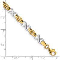 14K Two-Tone Gold Infinity Symbol and Rolo Link Bracelet - 7.5" Length by 0