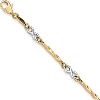 14K Two-Tone Gold Infinity Symbol and Twisted Link Bracelet - 7.5" Length by Oro Pregiato