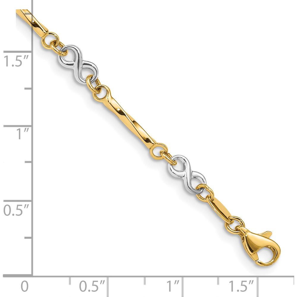 14K Two-Tone Gold Infinity Symbol and Twisted Link Bracelet - 7.5" Length by Oro Pregiato