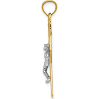 14K Two-Tone Gold INRI Celtic Crucifix Pendant - 37mm Length by Oro Pregiato