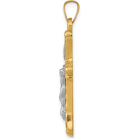 14K Two-Tone Gold INRI Crucifix Cross Pendant - 32.5mm Length by Oro Pregiato