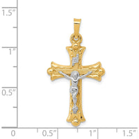 14K Two-Tone Gold INRI Crucifix Cross Pendant - 32.5mm Length by Oro Pregiato