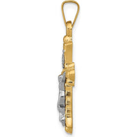 14K Two-Tone Gold INRI Crucifix Cross Pendant - Polished Die-Struck Design, 27mm Length by Oro Pregiato