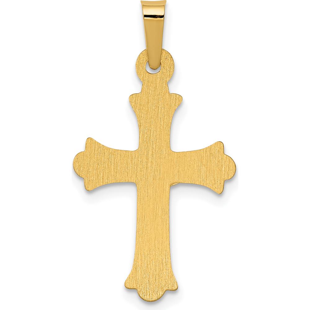 14K Two-Tone Gold INRI Crucifix Cross Pendant - Polished Die-Struck Design, 27mm Length by Oro Pregiato