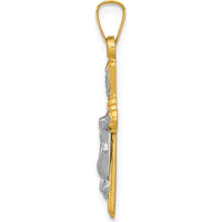 14K Two-Tone Gold INRI Crucifix Pendant - 25mm Length by Oro Pregiato