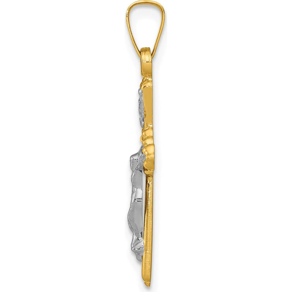 14K Two-Tone Gold INRI Crucifix Pendant - 25mm Length by Oro Pregiato