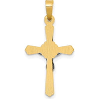 14K Two-Tone Gold INRI Crucifix Pendant - 25mm Length by Oro Pregiato