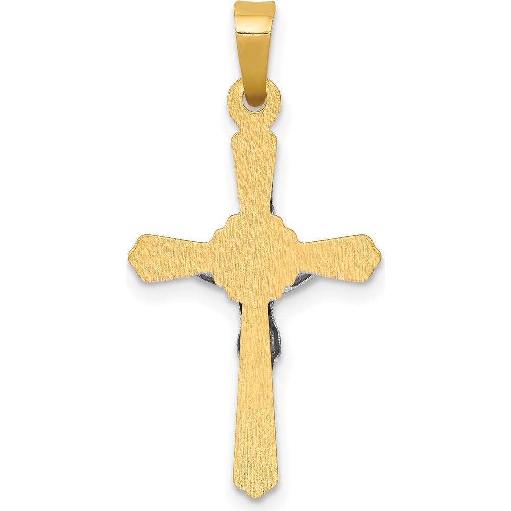 14K Two-Tone Gold INRI Crucifix Pendant - 25mm Length by Oro Pregiato