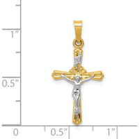14K Two-Tone Gold INRI Crucifix Pendant - 25mm Length by Oro Pregiato
