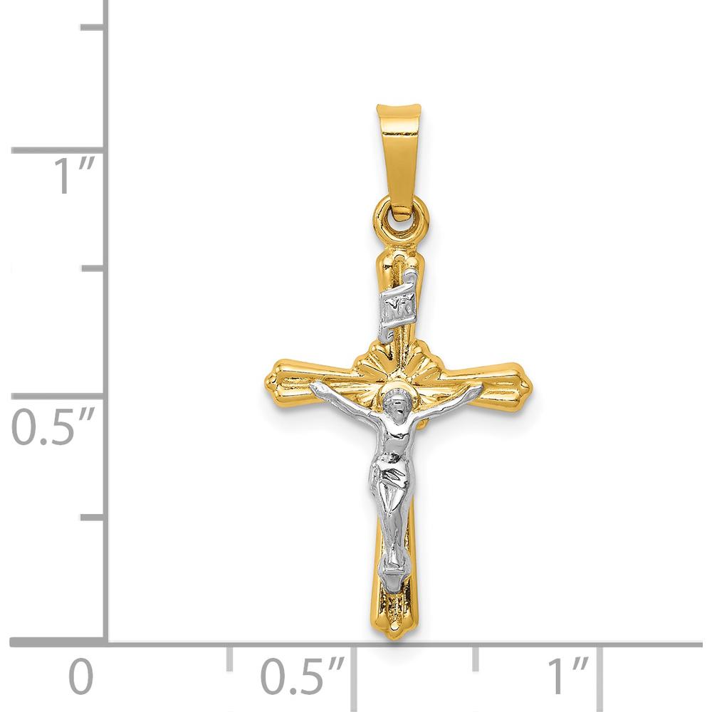 14K Two-Tone Gold INRI Crucifix Pendant - 25mm Length by Oro Pregiato