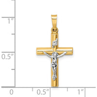 14K Two-Tone Gold INRI Crucifix Pendant - 28mm Length by Oro Pregiato