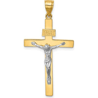 14K Two-Tone Gold INRI Crucifix Pendant - 37mm Length by Oro Pregiato