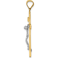 14K Two-Tone Gold INRI Crucifix Pendant - 37mm Length by Oro Pregiato