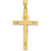 14K Two-Tone Gold INRI Crucifix Pendant - 37mm Length by Oro Pregiato