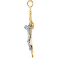 14K Two-Tone Gold INRI Crucifix Pendant - 50mm Length by Oro Pregiato