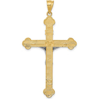 14K Two-Tone Gold INRI Crucifix Pendant - 50mm Length by Oro Pregiato