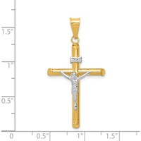 14K Two-Tone Gold INRI Crucifix Pendant - Polished, 38mm Length by Oro Pregiato
