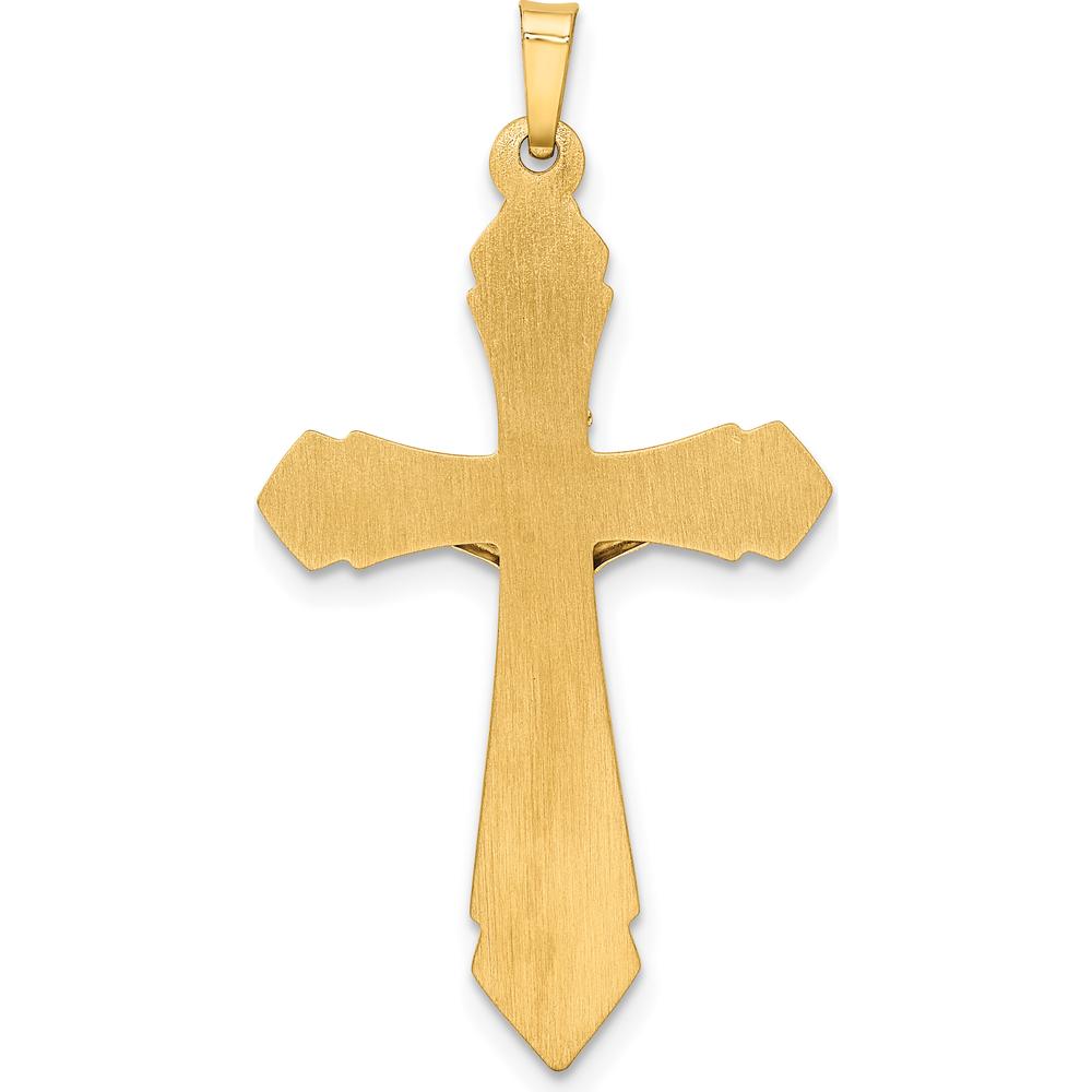 14K Two-Tone Gold INRI Crucifix Pendant - Polished & Brushed Finish, 40mm Length by Oro Pregiato