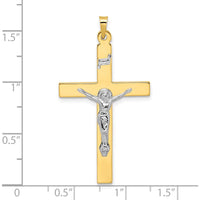 14K Two-Tone Gold INRI Crucifix Pendant - Polished Finish by Oro Pregiato