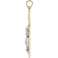 14K Two-Tone Gold INRI Crucifix Pendant - Solid Gold Polished Finish by Oro Pregiato