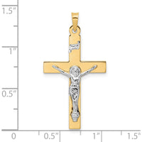 14K Two-Tone Gold INRI Crucifix Pendant - Solid Gold Polished Finish by Oro Pregiato