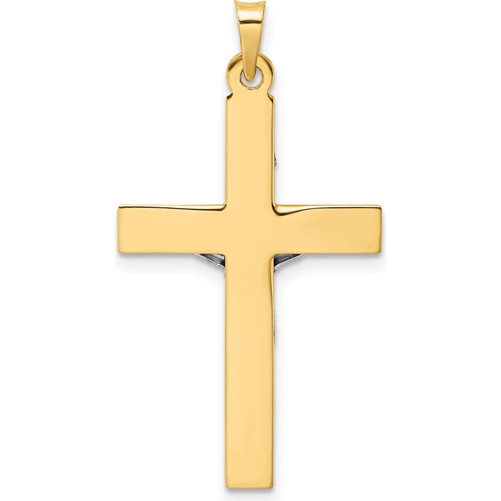 14K Two-Tone Gold INRI Crucifix Pendant - Solid Gold Polished Finish by Oro Pregiato
