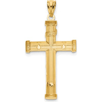 14K Two-Tone Gold Inri Crucifix Pendant - Solid Sterling Silver Christ Figure by Oro Pregiato
