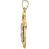 14K Two-Tone Gold INRI Crucifix Pendant with Polished and Brushed Finish - 28mm Length by Oro Pregiato