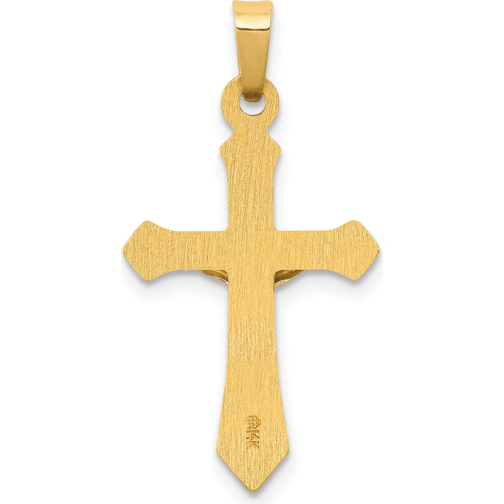 14K Two-Tone Gold INRI Crucifix Pendant with Polished and Brushed Finish - 28mm Length by Oro Pregiato