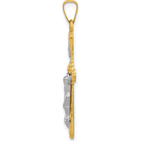 14K Two-Tone Gold INRI Crucifix Pendant with Polished and Brushed Finish - 32mm Length by Oro Pregiato