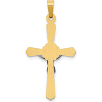 14K Two-Tone Gold INRI Crucifix Pendant with Polished and Brushed Finish - 32mm Length by Oro Pregiato