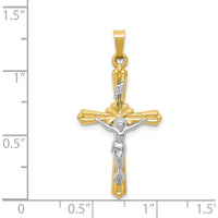 14K Two-Tone Gold INRI Crucifix Pendant with Polished and Brushed Finish - 32mm Length by Oro Pregiato