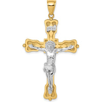 14K Two-Tone Gold INRI Crucifix Pendant with Polished Finish - 48.5mm Length by Oro Pregiato