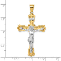 14K Two-Tone Gold INRI Crucifix Pendant with Polished Finish - 48.5mm Length by Oro Pregiato