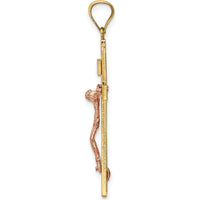14K Two-Tone Gold INRI Crucifix Pendant with Polished Finish by Oro Pregiato